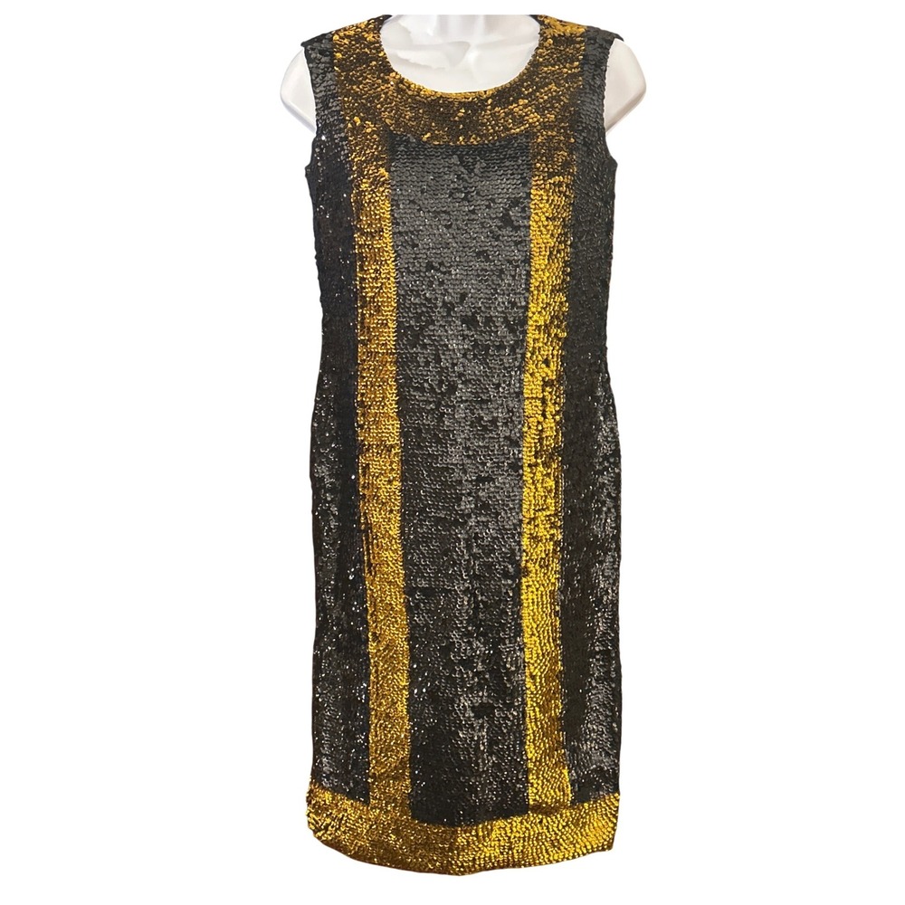 Rare Ohrbach's 1960s Hong Kong Black Gold Sequin Old Hollywood Luxe Statement
